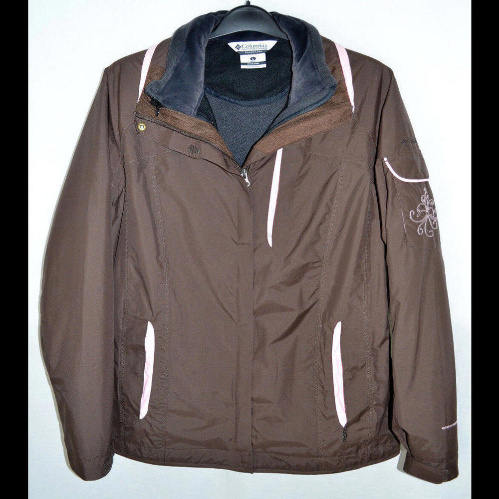 Columbia Bugaboo Interchange Coat Jacket Brown/Pink Outer Black Inner Women's L